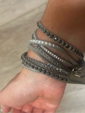Gray Crystal Wrap Bracelet/Chocker - Women's Jewelry